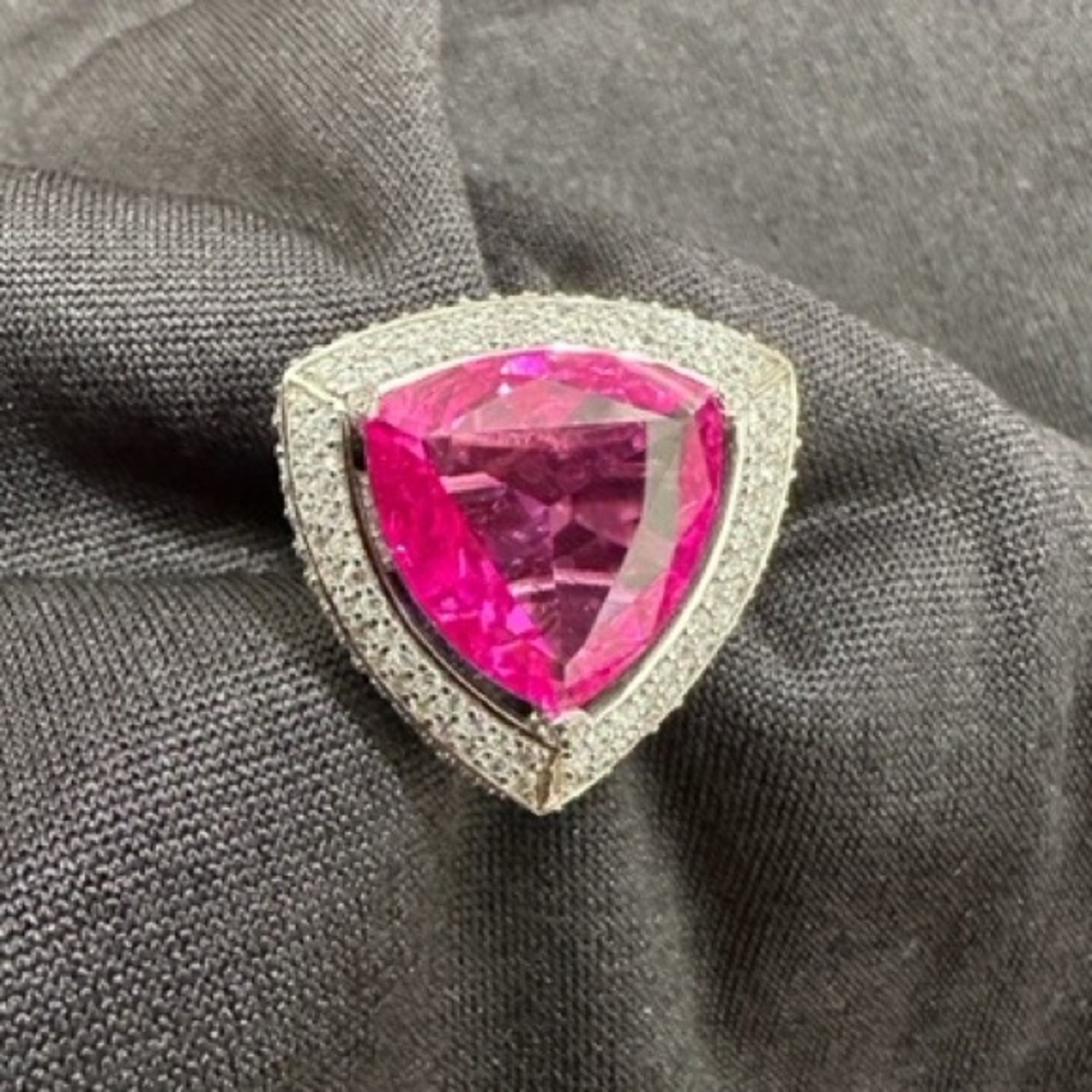 CHARLES WINSTON Sterling Silver Pink Sapphire CZ Ring